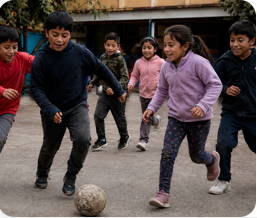 Niños jugando fútbol